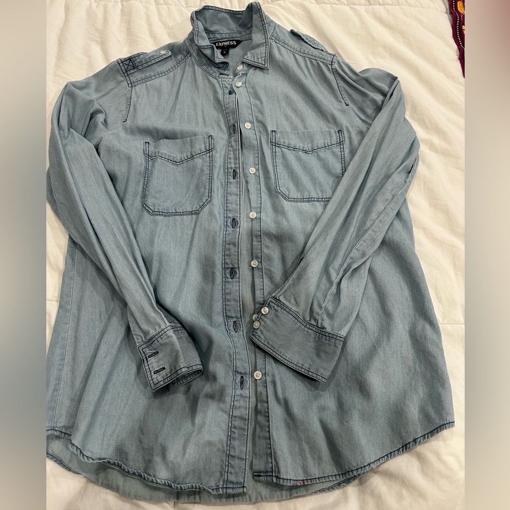 Express Sky Blue Casual Shirt